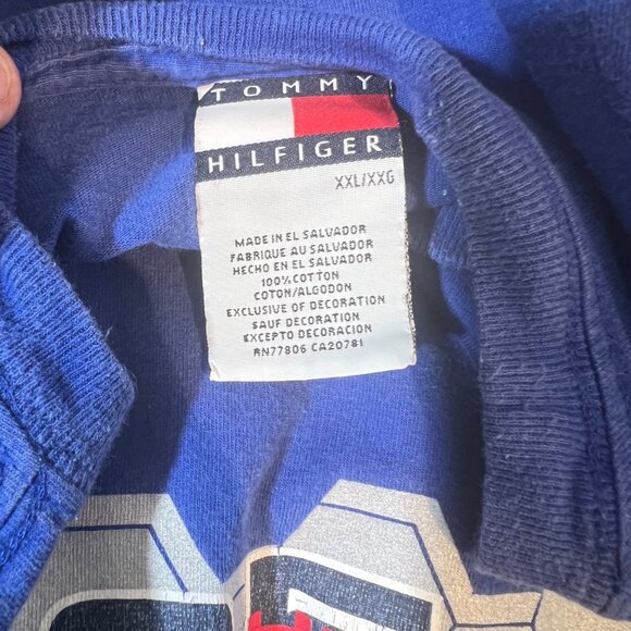 2005 Mens Tommy Hilfiger Blue T Shirt Spell Out Size XXL Blue Graphic Tee VTG - Picture 7 of 7